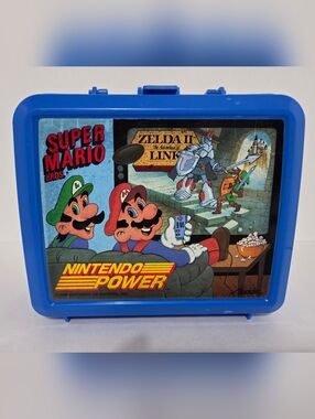 Super Mario Bros. - ZELDA II, NINTENDO POWER LUNCHBOX, 1989 No Thermos - Blue